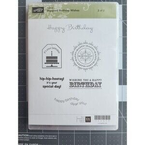 INVENTORY REDUCTION Stampin' Up Rubber Stamp Set Happiest Birthday Wishes  B21